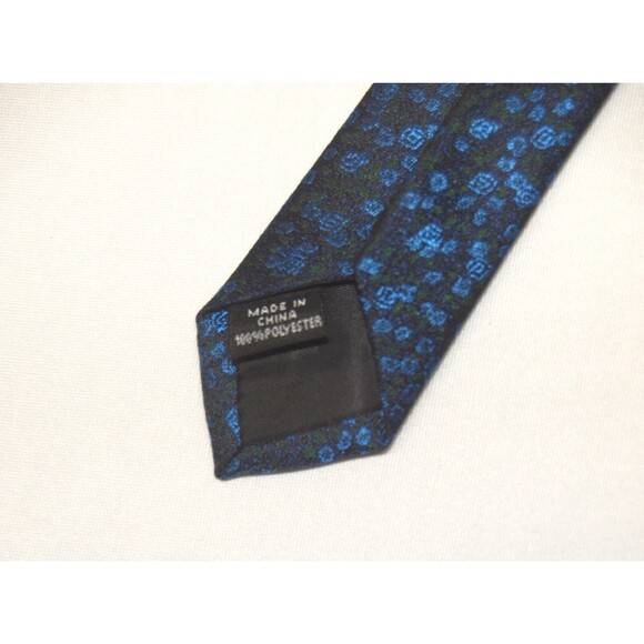 John Henry Necktie Textured Unusual Pattern Blue like Bubbles on Black RARE Tie - Picture 5 of 7